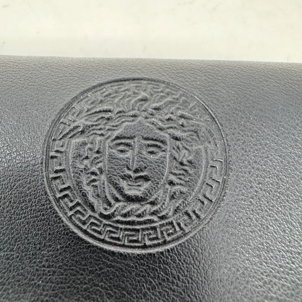 Versace Black Leather Medusa Head‎ Sunglasses Case Made in Italy Eyewear Pouch